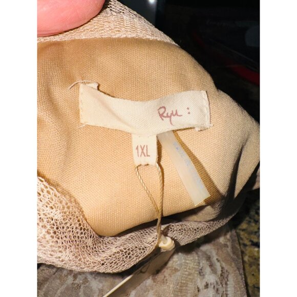 NWT RYU IVORY DRESS TAN TULLE NUDE LACE TIE NECK HALTER M Party Wedding Cocktail - Picture 11 of 14